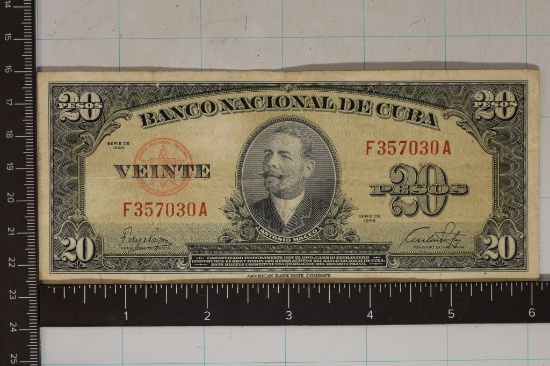 1949 CUBA 20 PESO BILL "ANTONIO MACEO"