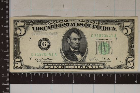 1950 US $5 FRN GREEN SEAL BILL CRISP WITH OLD