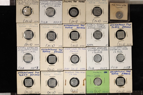 20-STATE METAL STATE TAX TOKENS: 1 UTAH AND