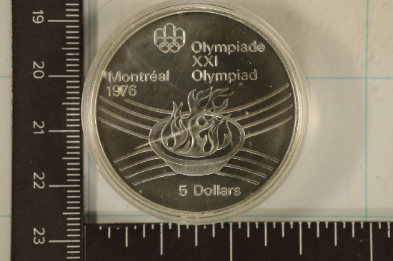 1976 CANADA SILVER UNC $5 OLYMPIC COIN .7227