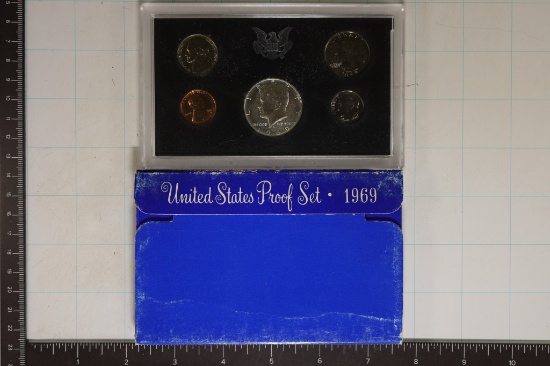 1969 US PROOF SET WITH BOX, 40% SILVER JFK HALF