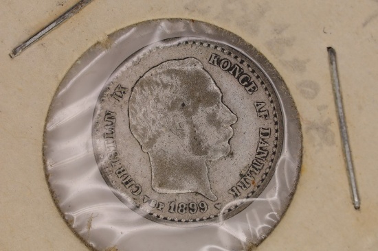 1899 DENMARK SILVER 10 ORE .0186 OZ. ASW