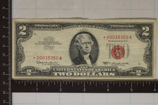 1963 US STAR NOTE RED SEAL $2 BILL