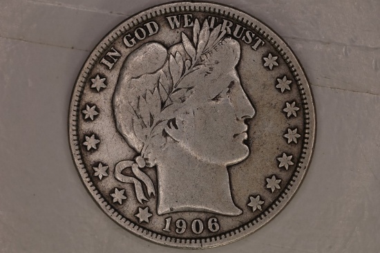 1906-D SILVER BARBER HALF DOLLAR (FINE)