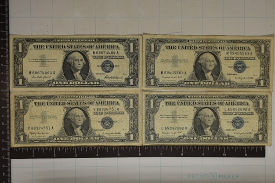 4-$1 SILVER CERTIFICATES: 1957, 2-57-A & 1-57-B