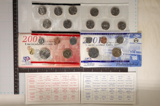 2001 US MINT SET (UNC) P/D (WITH ENVELOPES)