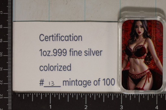 1 TROY OZ .999 FINE SILVER ADULT THEMED COLORIZED