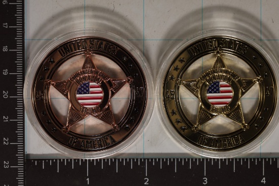 1 PAIR TRUMP COMMANDOR AND CHIEF BADGES 24KT