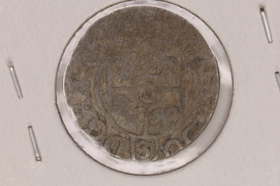 1600'S HAND HAMMERED POLAND SILVER 1/24TH TALER
