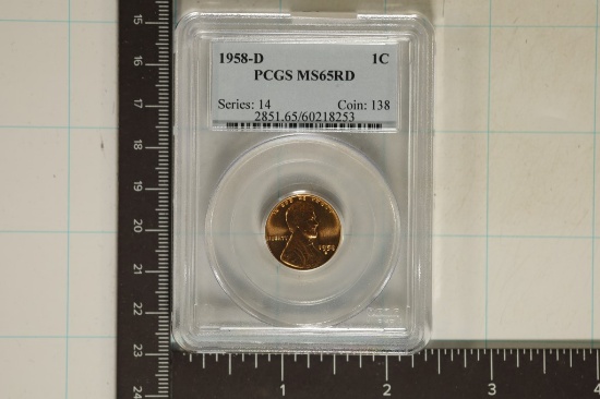 1958-D LINCOLN WHEAT CENT PCGS MS65RD