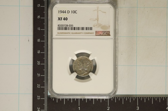 1944-D SILVER MERCURY DIME NGC XF40