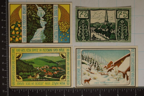 4-GERMAN CRISP UNC 75 PFENNIGS NOTGELDS: THE