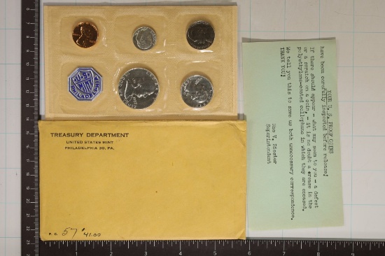 1957 US SILVER PROOF SET (WITH ENVELOPE)