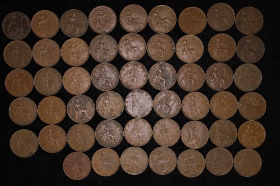 52-BRITISH FARTHINGS: 1912-1936