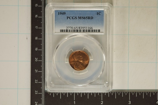 1949 LINCOLN WHEAT CENT PCGS MS65RD