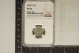 1943-D SILVER MERCURY DIME NGC AU53