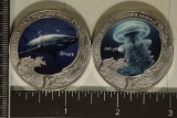 2 SILVER PLATED 1 OZ. PF UNDERWATER WORLD