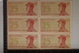 6-1964 INDONESIA 25 SEN CRISP UNC ONE SET OF 2