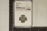 1943 SILVER MERCURY DIME NGC XF45