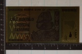 2008 ZIMBABWE 100 TRILLION DOLLAR GOLD FOIL 999999