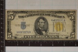 1934-A US NORTH AFRICA $5 YELLOW SEAL SILVER CERT.
