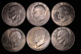 6-IKE DOLLARS ALL UNC. 5-1971 & 1-1972