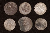 6 SILVER DIME SIZED OTTOMAN EMPIRE PARA COINS: