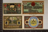 4-CRISP UNC GERMAN 50 PFENNIG NOTGELDS. ALL ARE