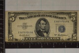 1953-A US $5 SILVER CERTIFICATE BLUE SEAL