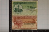 2-1967 SURINAME BILLS: 1-GULDEN & 2 1/2 GULDEN