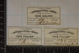 3 CONFEDERATE STATES BOND COUPONS: ALL FROM A