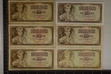 6-YUGOSLAVIAN 10 DINAR BANKNOTES FEATURING
