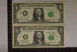 2-2006 US $1 STAR NOTE FRN'S BOTH CRISP