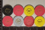 8-PLASTIC 25 CENT CASINO CHIPS: NEVADA PALACE,