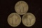 3 NO DATE SILVER STANDING LIBERTY QUARTERS