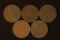 5 INDIA-PRINCELY TRAVANCORE COPPER 8 CASH COINS.