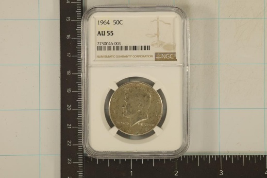 1964 SILVER KENNEDY HALF DOLLAR NGC AU55