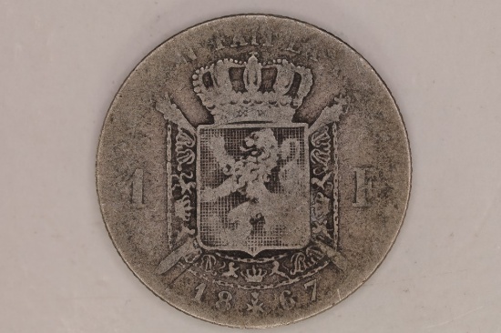 1867 BELGIUM SILVER 1 FRANC .1342 OZ. ASW