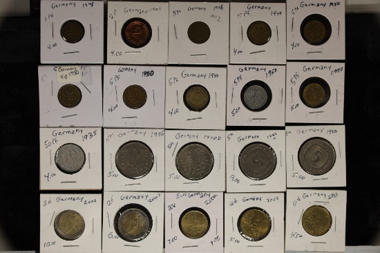 20 ASSORTED GERMAN COINS (1925-2008) INLCUDES