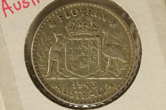1943 AUSTRALIA SILVER 1 FLORIN .3364 OZ. ASW