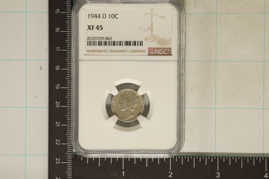 1944-D SILVER MERCURY DIME NGC XF45