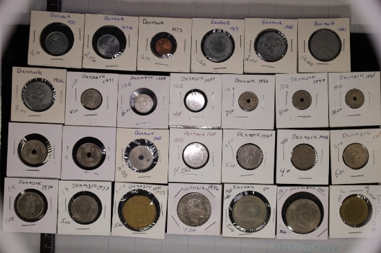 27 ASSORTED DENMARK COINS (1902-1990) INCLUDES