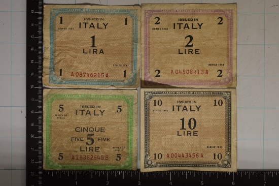 4-ITALY MILITARY PAYMENT CERTIFICATES: 1, 2, 5 &