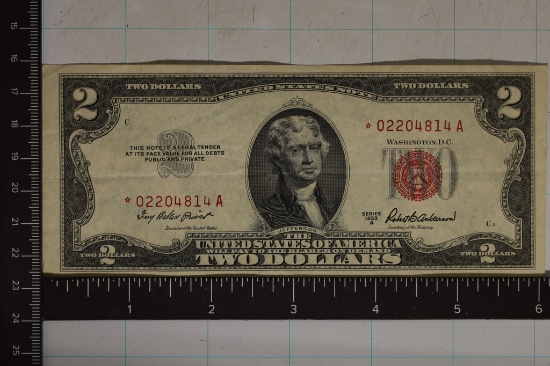 1953-A US $2 RED SEAL STAR NOTE CRISP UNC