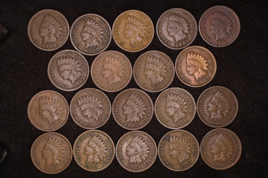 19 INDIAN HEAD CENTS. 1900-1908