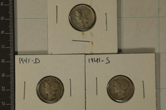 1941, 41-D & 1941-S SILVER MERCURY DIMES