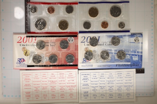 2001 US MINT SET (UNC) P/D (WITH ENVELOPES)