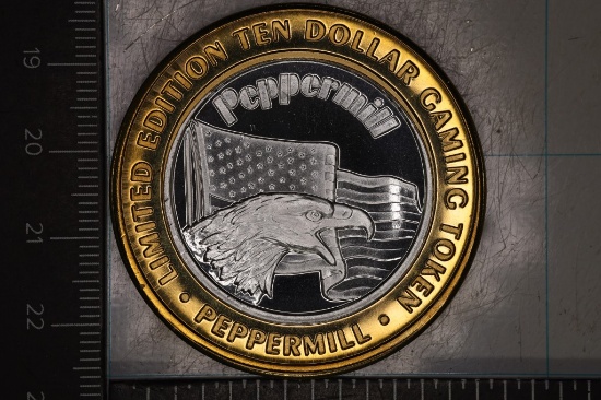 CASINO $10 SILVER TOKEN (UNC) PEPPERMILL CASINO