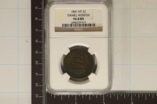 1841 HARD TIMES TOKEN DANIEL WEBSTER NGC VG8 BN