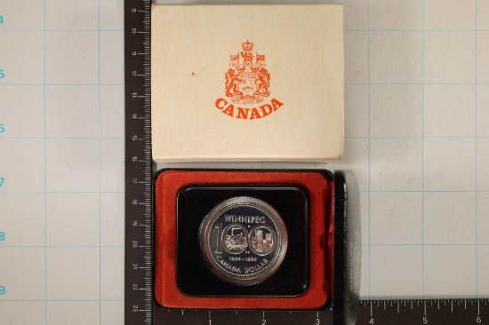 1974 CANADA SILVER $1 "WINNIPEG" IN BLACK FLIP